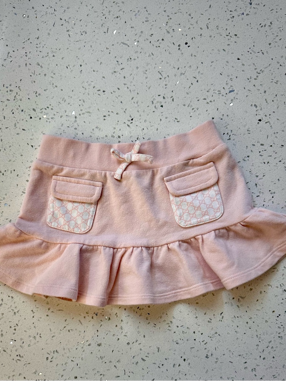 Gucci Light Pink Ruffle Skirt with Logo-Patch Pockets